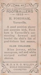 1933 Wills's Victorian Footballers (Small) #41 Harry Fordham Back